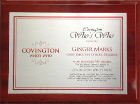 Ginger Marks winner of Covington's Who's Who award 2012